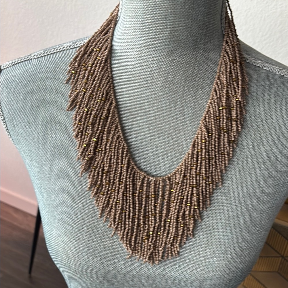 Chic Beaded Necklace with Gold Accents
